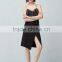 Custom Slit With Buckle Women Black Faux Suede Wrap Skirt