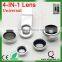 new product mobile phone camera lens 4 in 1 Universal Fish Eye Lens+Macro+Wide Angle+Telephoto Lens