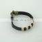 Customized Anti Brass Wire Black Leather Mens Bracelet
