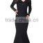 ABI-07 Sexy Long Sleeves Sequins Beaded Sheer Zipper Back V-neck Long Mother of the Bride Dress Custom made