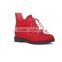 Red suede lace up hidden heel studded boots shoes China shoe factory