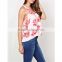 Summer ladies latest fashion floral rose print crochet pattern loose woven top- SYK15254