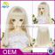 Best quality long straight baby girl white bjd hair wig with bangs