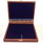 Wooden Presentation Coin Case Box With 3 Blue Velour Trays