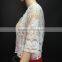 White Fabric Lace up Bodysuit /elegant Lace Tops Blouses/ Fancy Womens Lace Blouse