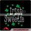 Wholesale Kiss Me I'm Irish Glitter Iron on Applique Shamrock Rhinestone Hot Fix