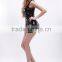 Black tight back women sexy leather lingerie strap mini dress