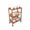 Wholesale Bamboo Kitchen Cart New Mobile Dining Car with Baskets, Shelves and 8-Slot Wine Bottle Holder