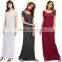 new model casual long dresses Women's Short Sleeve Loose Casual Plain floor length Maxi long dress muslim casual