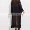 Wholesale UK Black Chiffon Kimono Trumpet Sleeve Frilled Longline Sheer Kimono