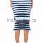 Customized Lady's Apparel Latest Wholesale Clothing Rib-knit Pencil Striped Skirt(DQM023S)