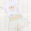2017 Kids Stocks Cute baby Girl Summer Sleeveless2 Pcs Baby Clothes/ Clothing