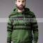 Green Black Striped Hooded Sweatshirt Custom Wholesale Long Sleeves Kangaroo Pocket Ribbed Hem Sweater 60% Cotton 40% Polyester
