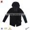 Mens Slim Fitted Long Hooded Cool Black Outerwear Jackets