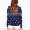 100% Cotton Regular Fit Star Print Sweatshirt Women Custom Sweatshirt