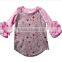 Wholesale Girls Valentine's Day 3/4 Sleeve Ruffle Raglan Baby Icing Ruffle Top