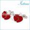 Double Red Heart Fingerprint Men Shirt Wedding Cufflinks