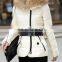 Hot Sell New Design Women Stylish Shiny Down Jacket With Fur Hood