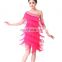 BestDance latin dance costume dress one-shoulder sleeveless ballroom dance dress latin tassel dress skirts OEM