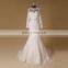 Classical Long Sleeve Scoop Neck Beading Belt Lace Mermaid Wedding Dress