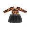 hot selling item fashion tulle orange buffalo pattern dress half black baby girls dress dress for baby girl