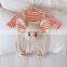 0-2-year-old baby elephant suit boys and girls striped top strap Jumpsuit