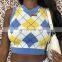 Women Plaid Knitted Female Autumn Vest New Striped Knitwear Sweater Girls Tank Top