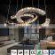 Elegent and bright chrome LED ring pendant with K9 double crystal