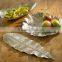 Aluminium Salad Bowl with Leaf Pattern Handle in Nickle Polish 38x22