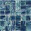 48x48mm dark blue amber look pool glass mosaic tiles