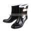 Fashion design girls high heel PVC half rain boots with side buckle