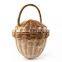Wicker Acorn Christmas decor Rattan Basket with Handle, Cheapest Cute Wicker Bag Kids Toys Wholesale Supplier