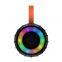 Speaker Supplier Ipx7 Waterproof Super Bass Portable Round Speaker With Colorful Led Light
