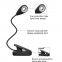 Lampada de leitura para livros com 3 cores, redonda, com clip regulável e sem raios azuis, 12 LEDs