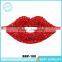  sexy brooch pin red metal bulk rhinestone lip brooch for woman
