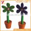 Promotional Gift Flowers Shape Colorful Ballpoint Pen With Pot, Customs Design Silicone Pen