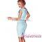 Baby Blue Button Detail beautiful Short Office wholesale bodycon dress