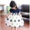 Baby Girls' Dress Printed Buttom & Solid Patch Work Dress With Waist Bow Tie Comfortable Kids Beautiful Dress