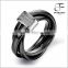 Fashion Black Ceramic Rope With Rose Gold Tone Stainless Steel Tricyclic Engagement Ring Anniversary Wedding Band For Ladies