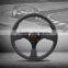 Genuine Leather Steering Wheel With Flat Black Brushed Spoke