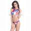 Women FLAG Bandeau Bikini Top Two Piece Push-up Padded Bathing Swimsuit
