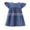 Hot sale kids clothing boutique dress lace ruffle dress for baby girl infant toddler dress girls denim skirt flutter denim dress
