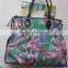 floriated pattern canvas material top handle tote bag