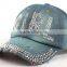 Korean style set auger washed denim women's casual cap hat