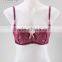 Hot sale sexy ladies new style breathable darkred fashion delicate satin bowknot full support balconett lace bra