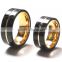 Customized 8mm width wedding band with comfort fit titanium couple ring with carbon fiber