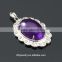 Precious gemstone gold jewellery Sterling silver purple chalcedony marquise pendant for women