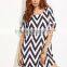 Black And White Chevron Print Shift Dress with High Quality
