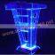 Square Clear Acrylic podium stand/rostrum stand with led lights