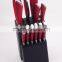 iron royal kitchen knife set with black wooden /rack/shelf